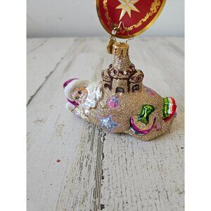 Radko Sandy Claus Castle Sand ornament glitter glass Xmas tree